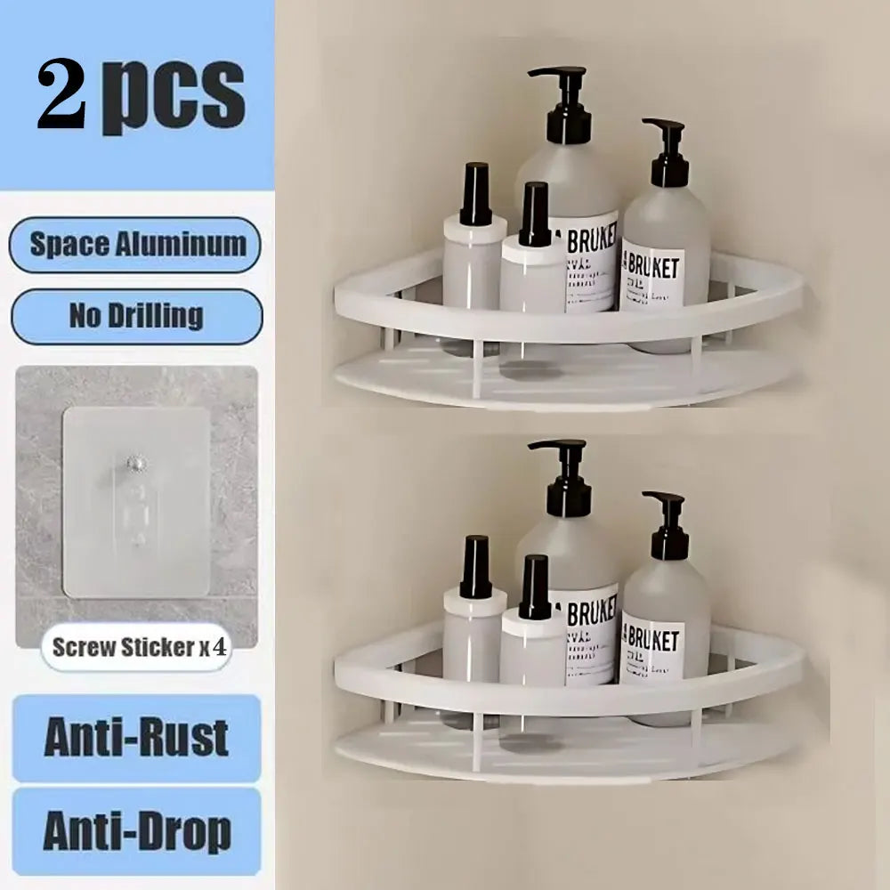 No-Drill Bathroom Corner Shelf