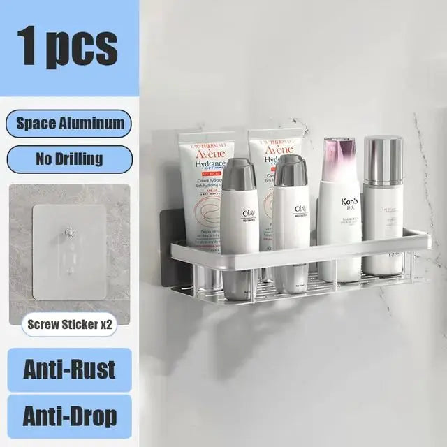 No-Drill Bathroom Corner Shelf