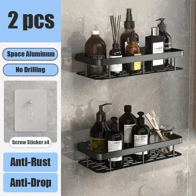 No-Drill Bathroom Corner Shelf