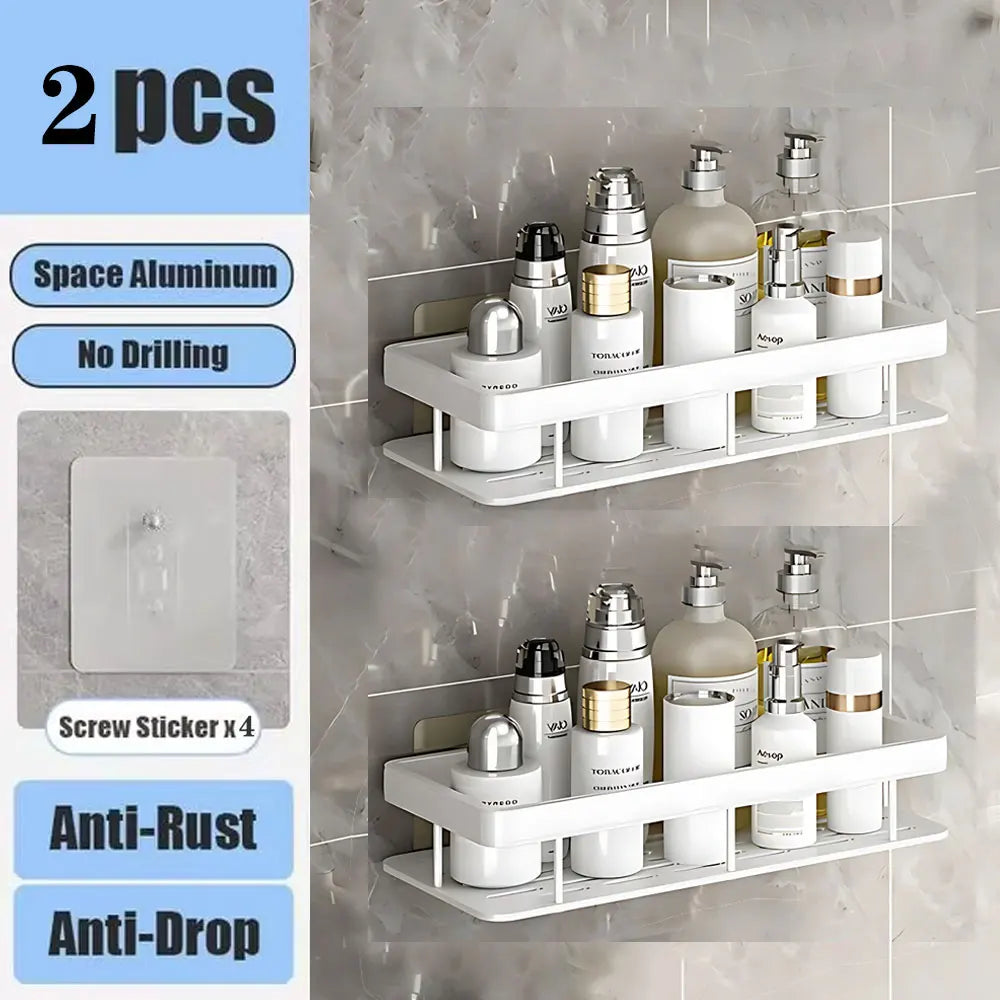 No-Drill Bathroom Corner Shelf