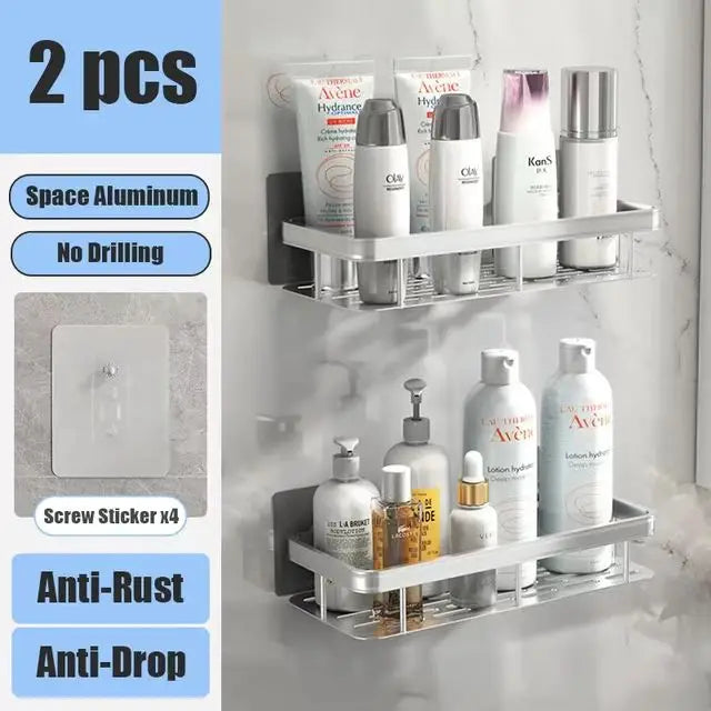 No-Drill Bathroom Corner Shelf