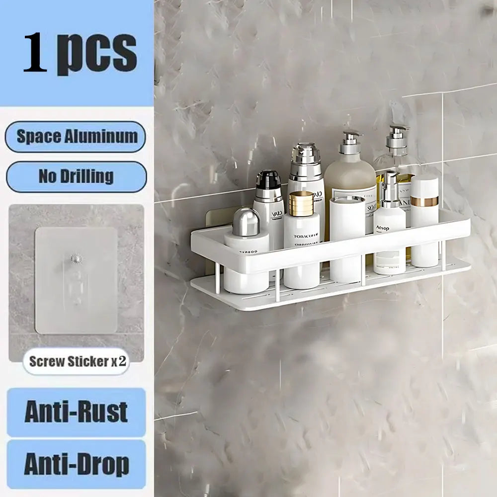 No-Drill Bathroom Corner Shelf