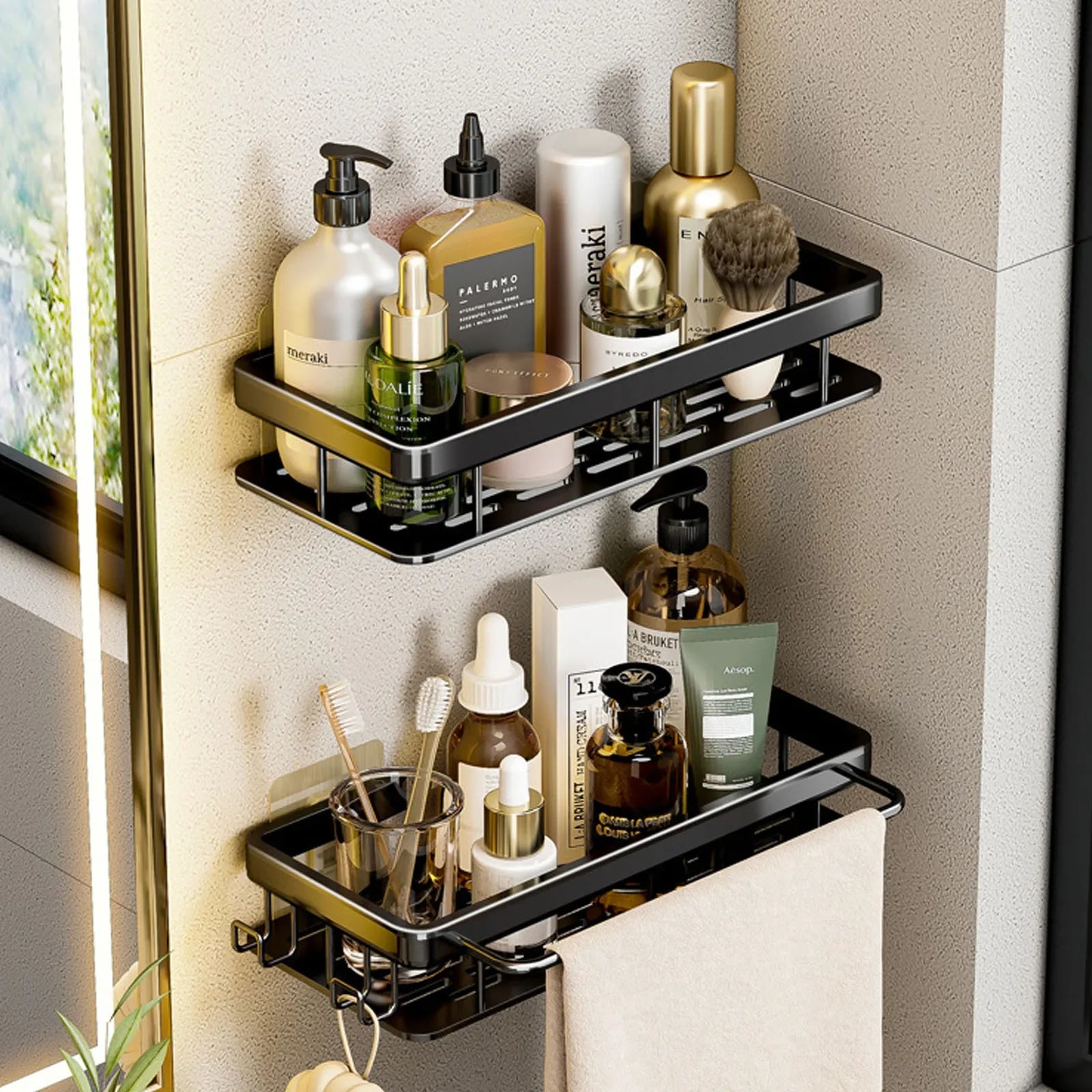 No-Drill Bathroom Corner Shelf