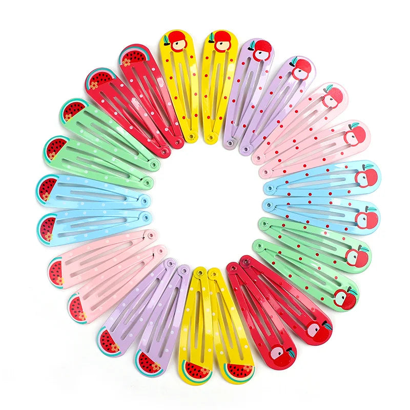 40Pcs/Lot Hair Accessories Girls Hairpin Print Cartoon Fruit Animal Flower Hair Clip Cute Powder Hairgrip New Children Headdress