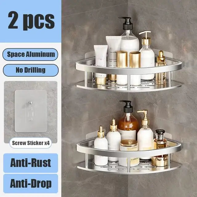 No-Drill Bathroom Corner Shelf