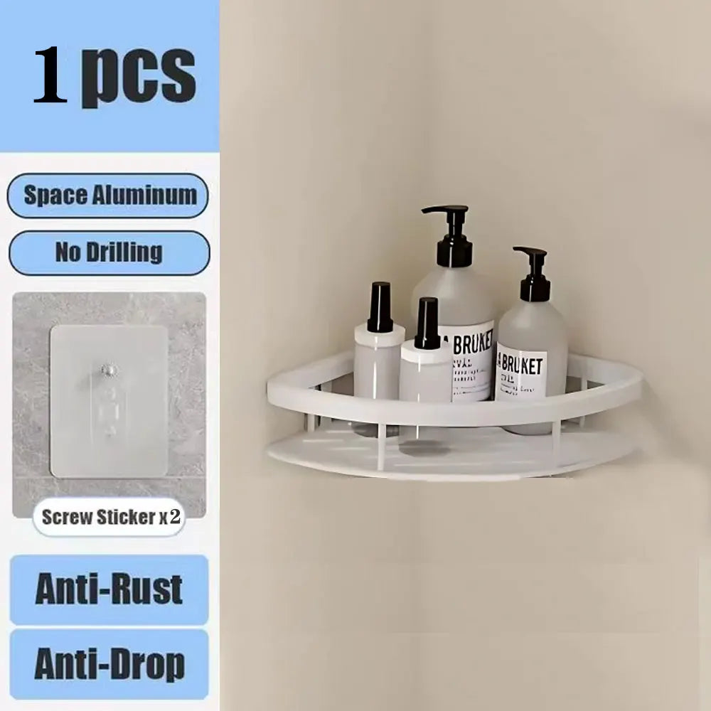 No-Drill Bathroom Corner Shelf