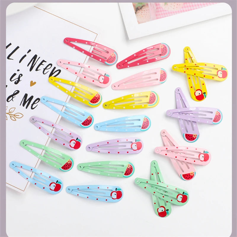 40Pcs/Lot Hair Accessories Girls Hairpin Print Cartoon Fruit Animal Flower Hair Clip Cute Powder Hairgrip New Children Headdress