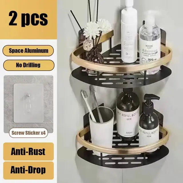 No-Drill Bathroom Corner Shelf