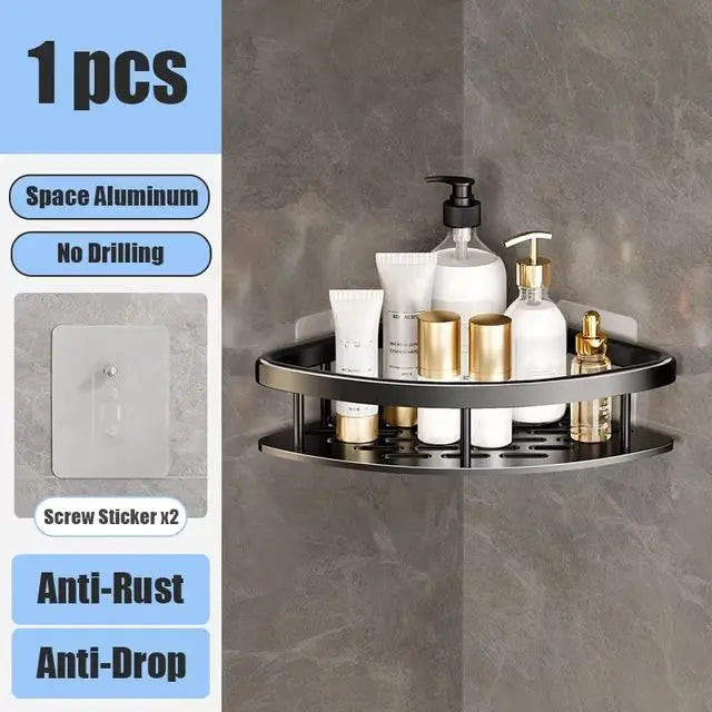 No-Drill Bathroom Corner Shelf