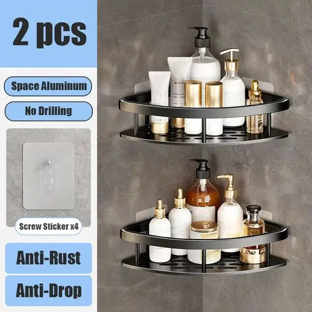 No-Drill Bathroom Corner Shelf